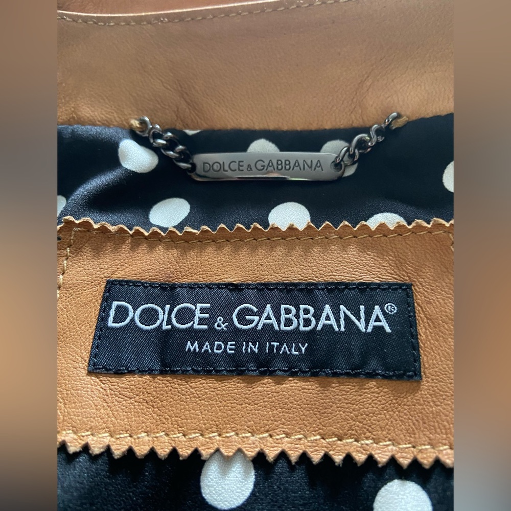 Dolce&Gabbana Tan Leather Bomber Jacket Size 40 - Picture 8 of 12